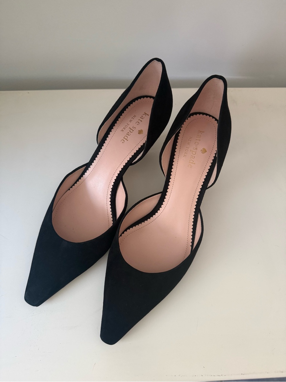 kate spade black suede kitten heels - size 9.5